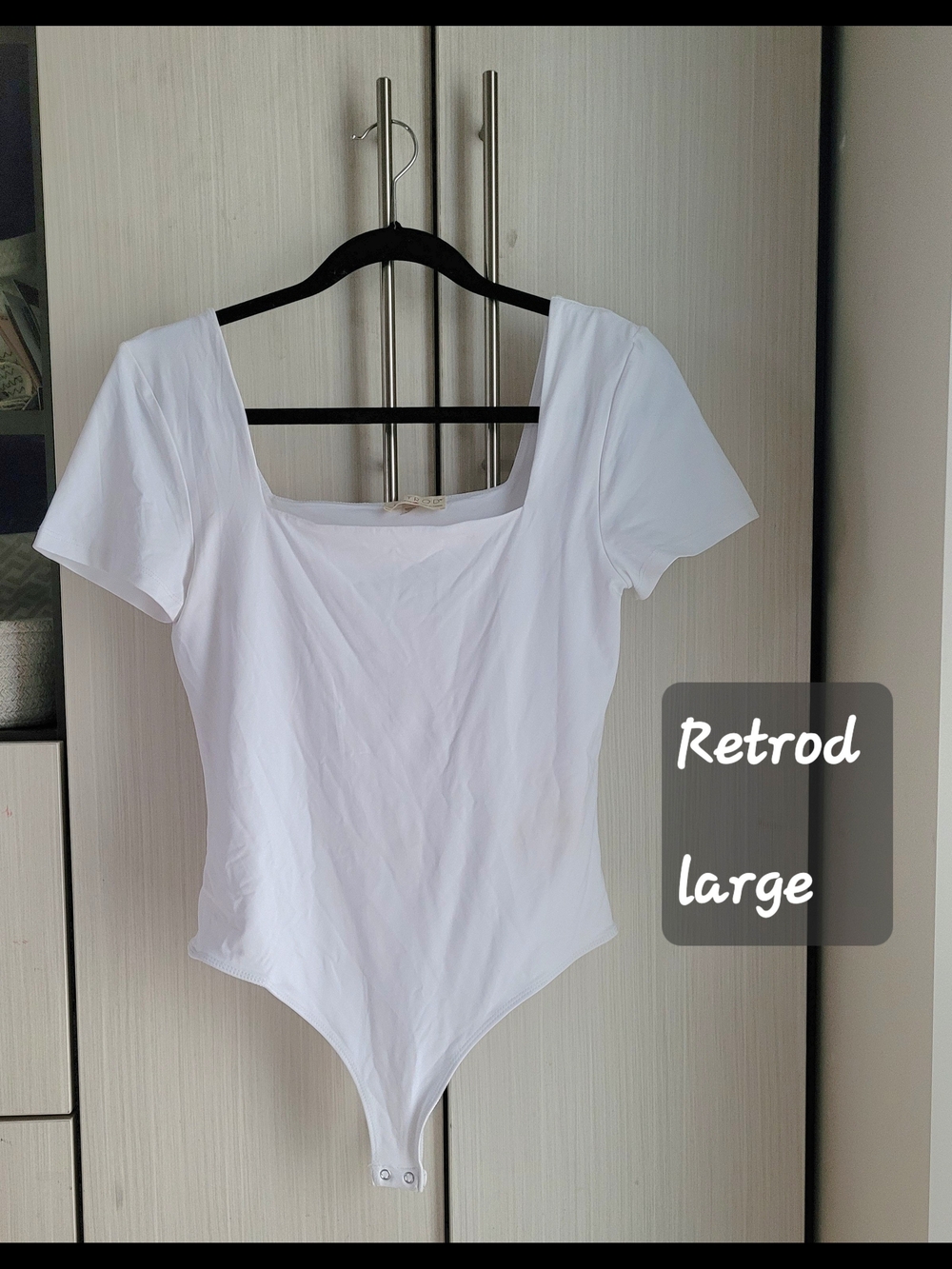 Retrod White Square Neck Short-Sleeve Bodysuit - Women